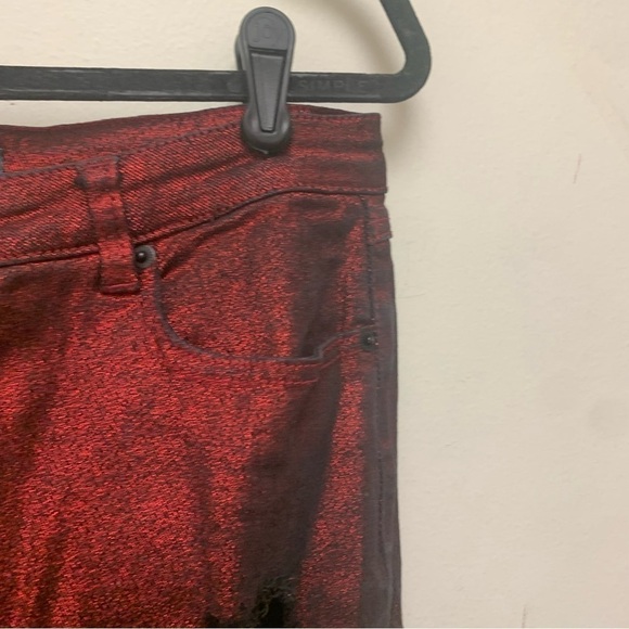 ModCloth Distressed Red Metallic Pants - Picture 4 of 12
